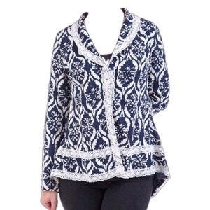 Boutique Cardigan w/ Ruffled NWT. , Trimmed with white lace, black, white colors